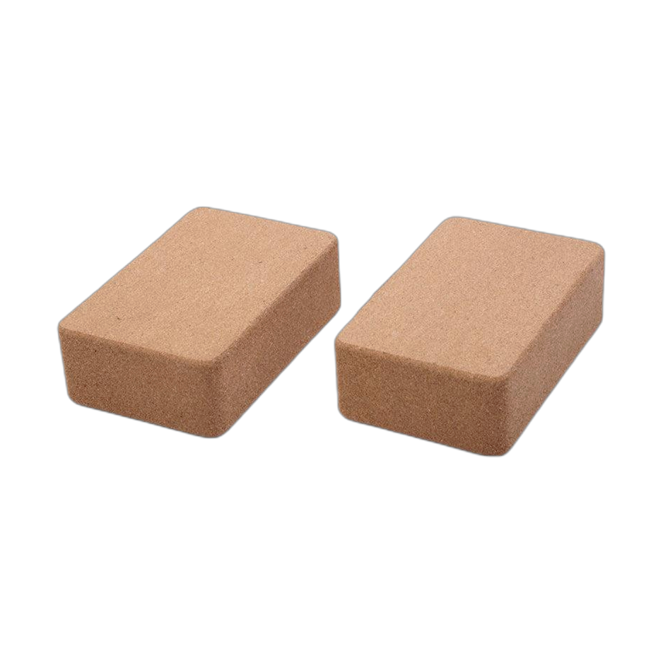 Pair of high-density cork yoga bricks
