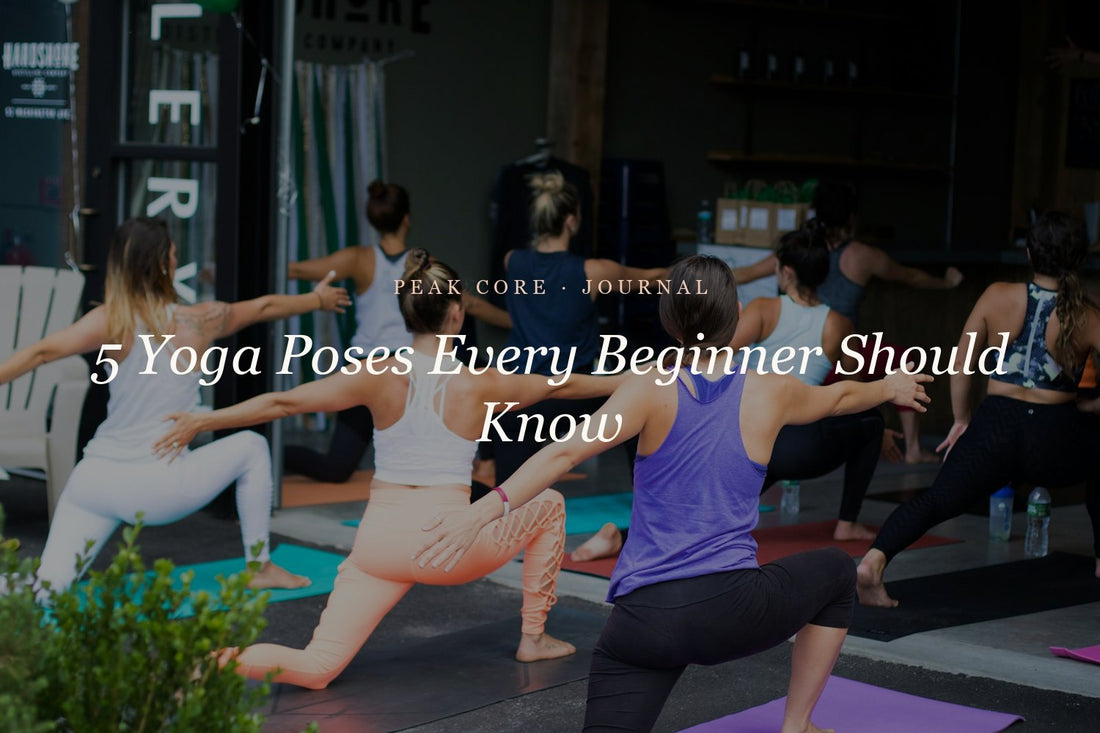 Yoga class practicing warrior pose — 5 yoga poses every beginner should know