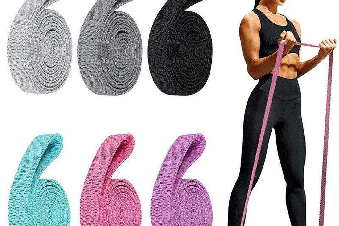 Woman exercising with a 2m yoga stretch band — how to use a yoga strap