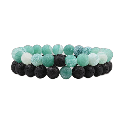 Calm yoga bead bracelets in turquoise and black natural stone
