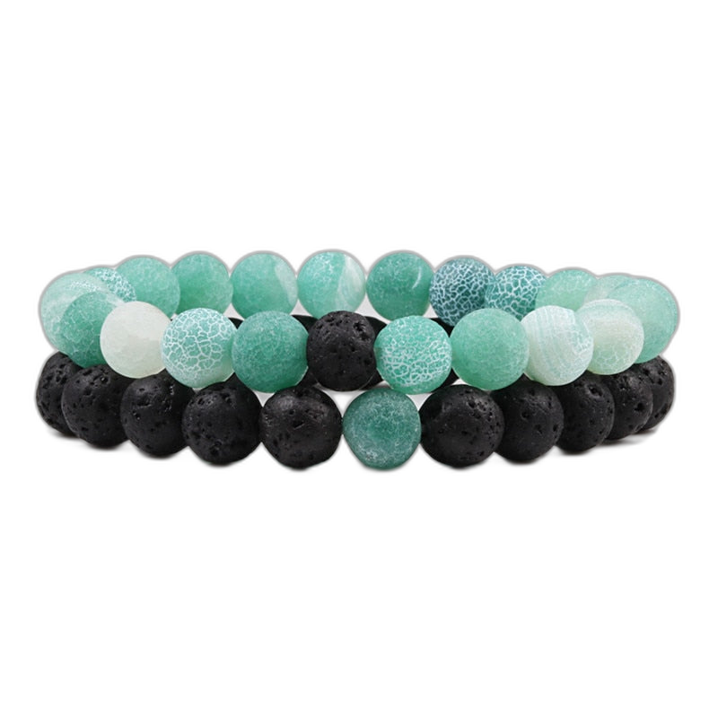 Calm yoga bead bracelets in turquoise and black natural stone