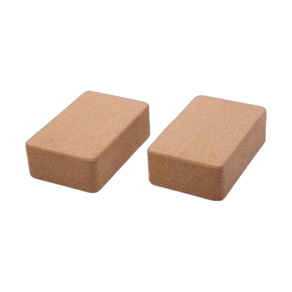 Pair of high-density cork yoga bricks