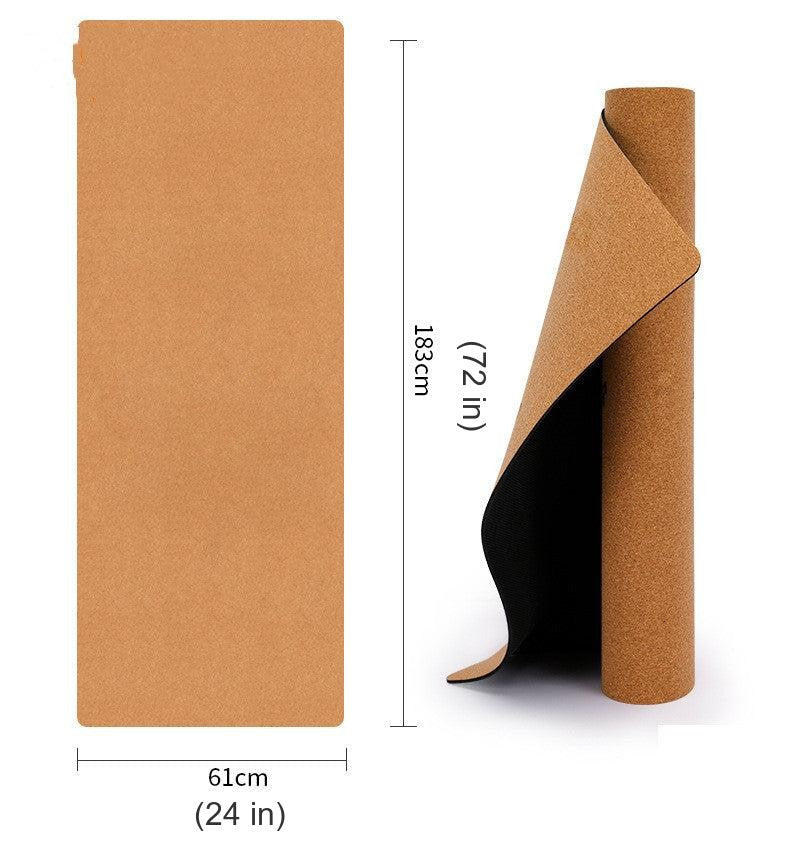 Cork yoga mat size guide: 183 x 61 cm / 72 x 24 in