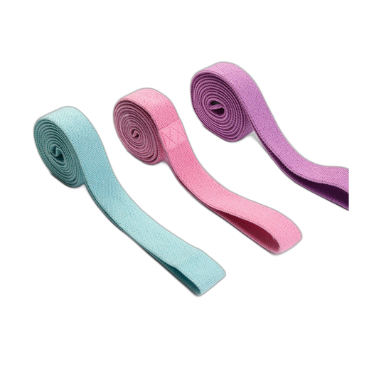 Set of three yoga stretch bands in pastel colours